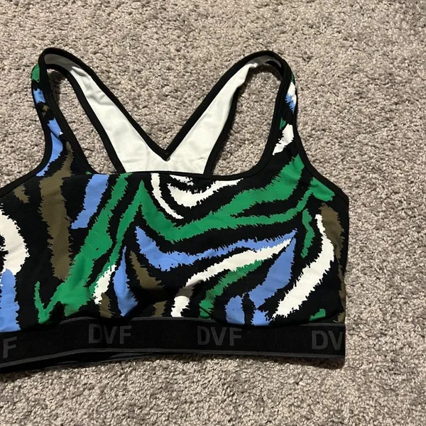 Diane Von‎ Furstenberg Target Disco Zebra Green Racerback Sports Bra L - Image 5