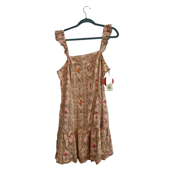 Agua Bendita X Target Womens XXL Light Pink Floral Tiered Mini Dress With Pocket - Image 2