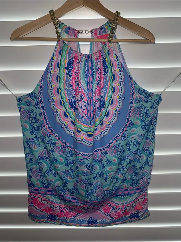 Lilly Pulitzer Multicolor Halter Camisole with Chain Straps - Image 3