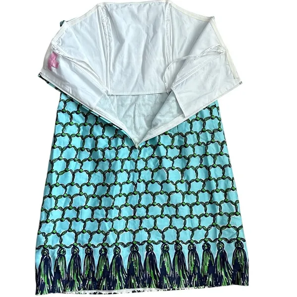 Lilly Pulitzer Bowen Cameo White‎ Macrame Me Print Strapless Dress Size 8 - Image 7