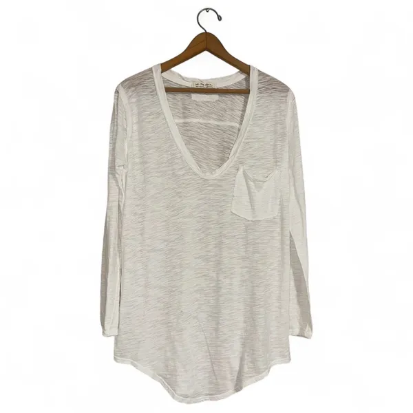 We The Free Betty Long Sleeve V Neck Pocket Tee‎ Shirt Women's Small Slub Knit - Image 3