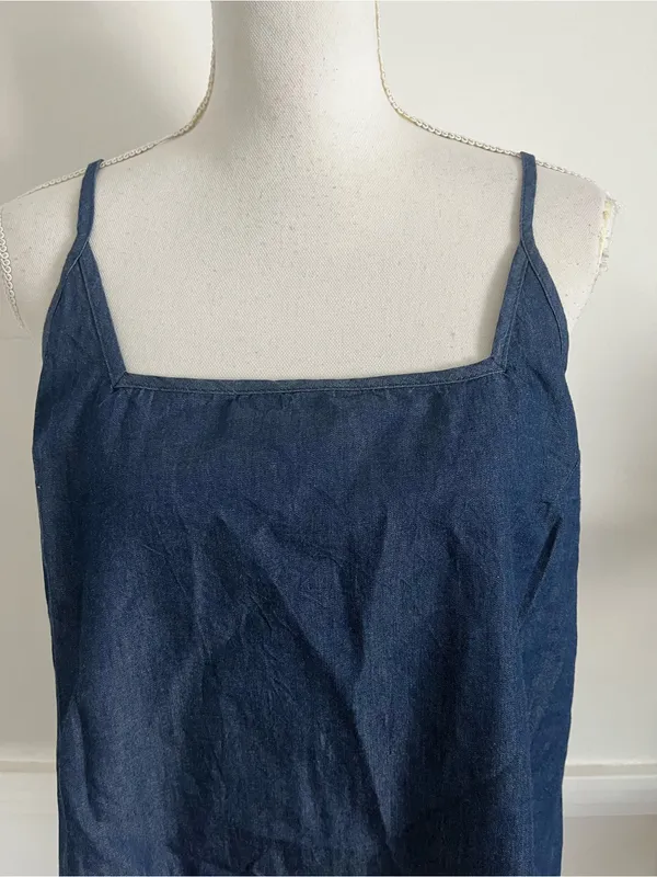 La Relaxed • Dark Denim Lace Trim Tank Top - Image 4