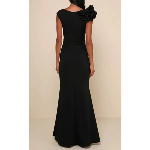 Lulus Lucette Sleeveless Ruffled Mermaid Maxi Dress Gown Black Medium - Image 2