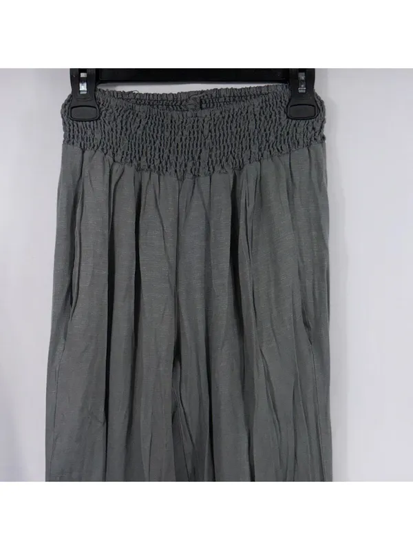 Black Smocked Waist Wide Leg Pants Size M - Image 2