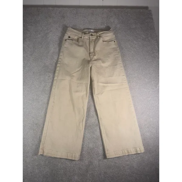 kancan wide leg crop jeans tan size 6 - Image 2