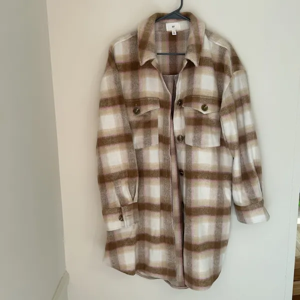 BP Long shacket Pink Brown Large plaid outdoor grandpacore granola camping - Image 7