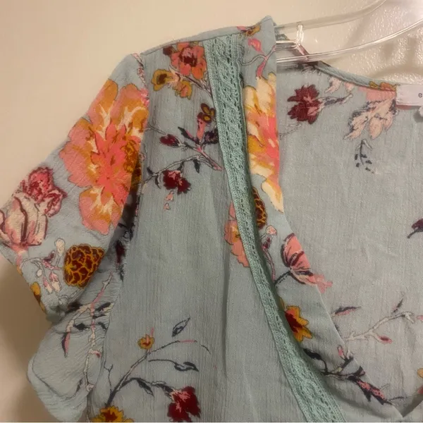 Eyeshadow Womens Shirt Top Blouse S Small Bust 34” Light Blue Floral Cottagecore - Image 3