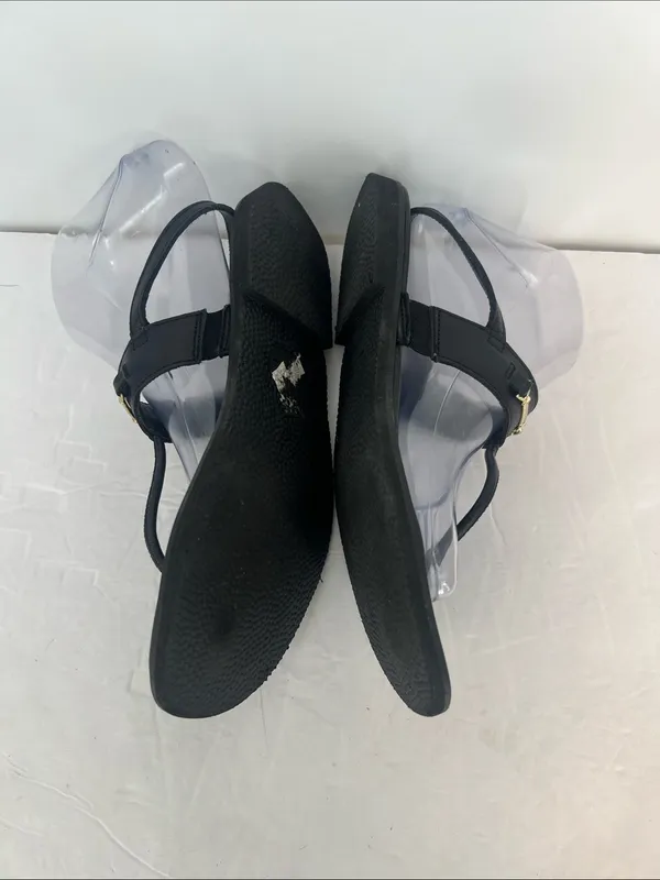 ARKET Black Leather Thong Sandals Women’s EU 38 with gold made in Portugal - Image 8