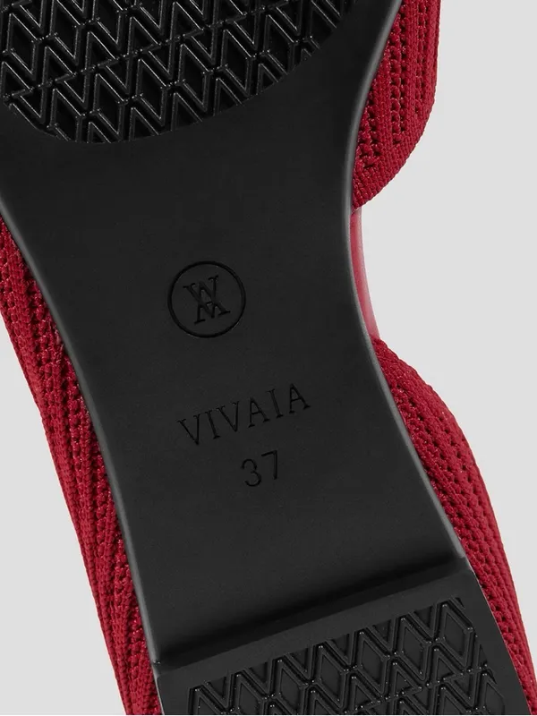 Vivaia Pointed Knit Ballet Flats in Crimson Red - Image 5