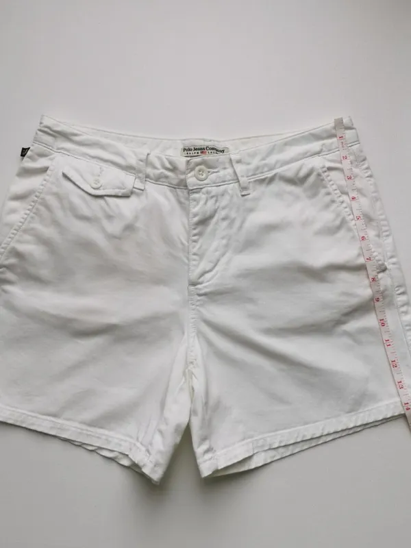 Vintage Polo Jeans Ralph Lauren White Cotton Twill Shorts Size 6 Y2K - Image 9