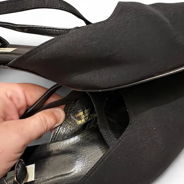 Vintage Ann Taylor Black Slingback‎ Heels 9.5 Made in Italy - Image 5