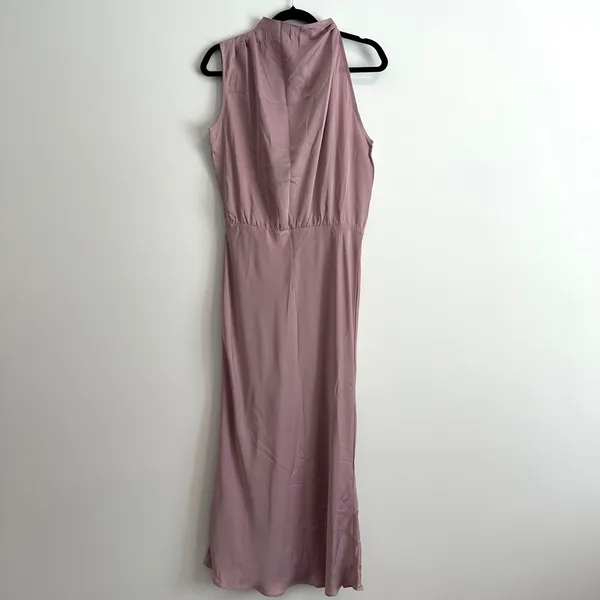 PrettyGarden High Neck Sleeveless Maxi Dress Women's Medium Purple Satin New - Image 2