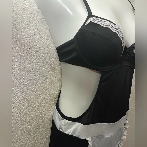Rampage Intimates Sexy Elegant Maid Cosplay Black & White Lace Lingerie L - Image 7