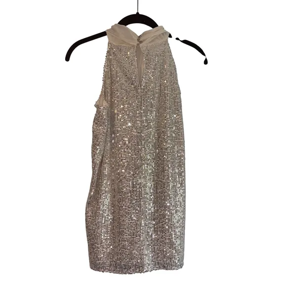 Calvin Klein‎ Sequin Dress Halter Neck Sleeveless Party Sparkle Size S - Image 2