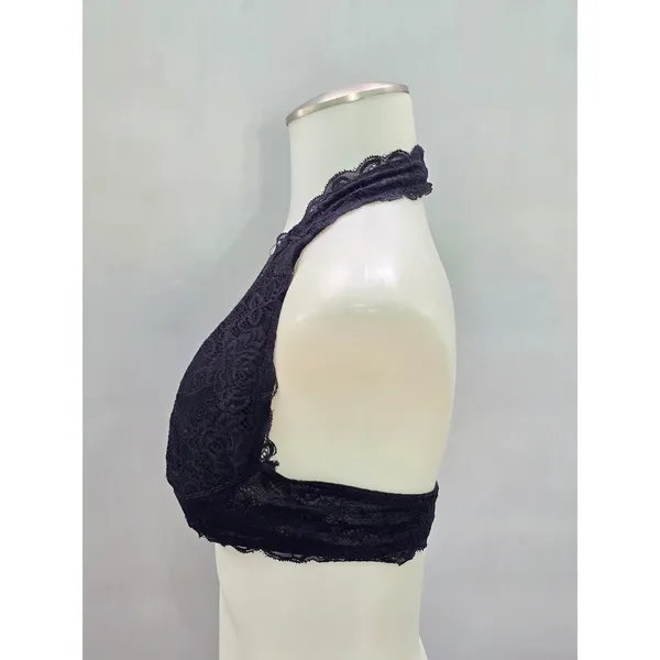 Free Press Black Whimsy Romantic Boudoir Bridal Cottage Lingerie Lace Bralette L - Image 3