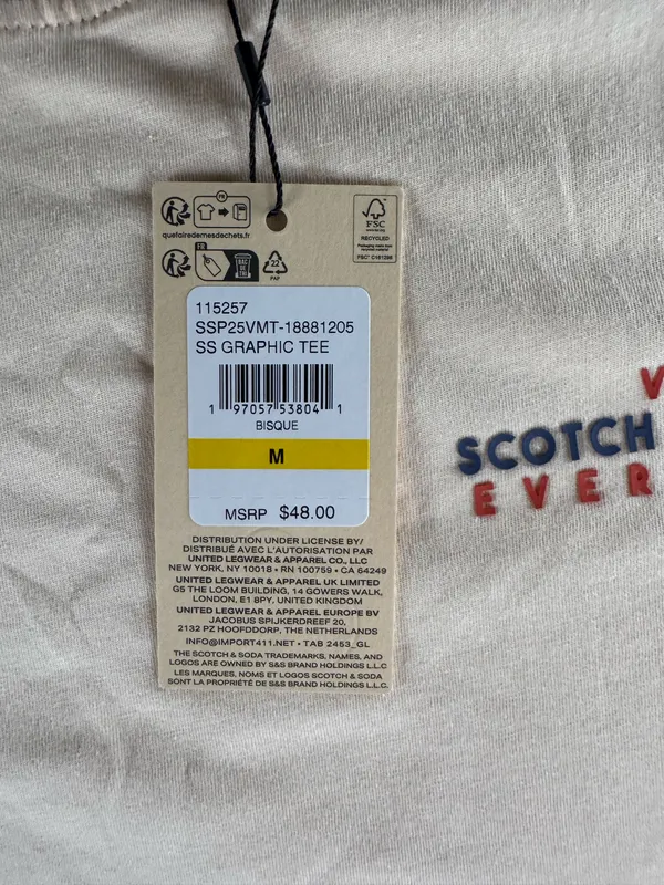 NWT Scotch & Soda Amsterdam Graphic Tee Vacay Everyday Bisque Size M - Image 4