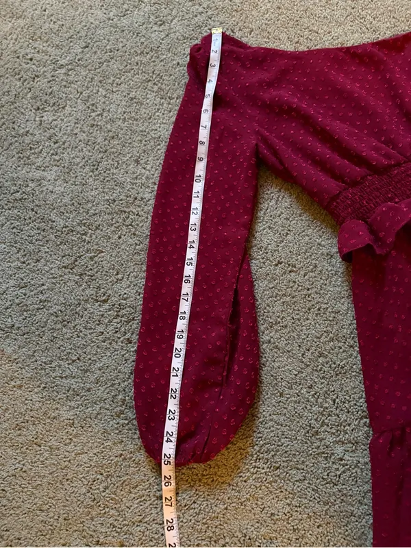 Altar’d State One Shoulder Burgundy Mini Dress Textured Clip Dot Fabric Sz S NWT - Image 3