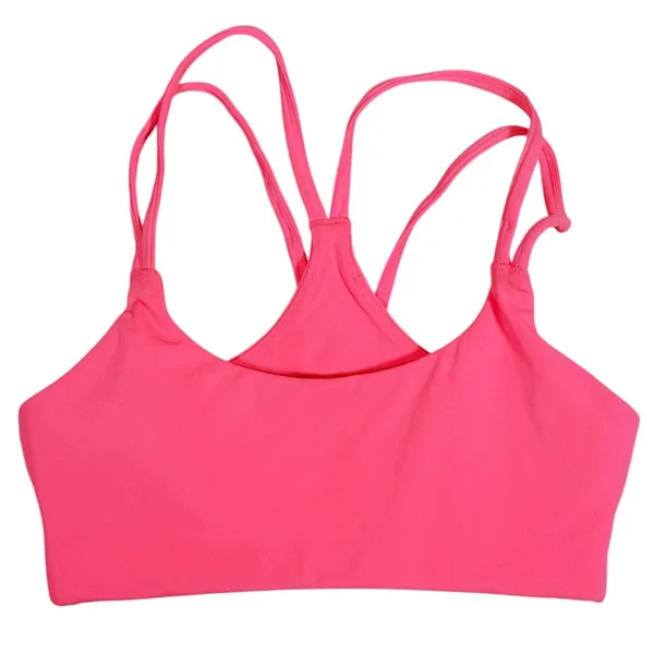 Fabletics 2 pc Workout SET Sports Bra & Biker Shorts XS Hot Pink Gym Athletic - Image 3