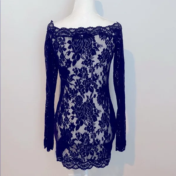 Victoria's Secret vintage Y2K Black Lace mini bodycon dress - Image 3