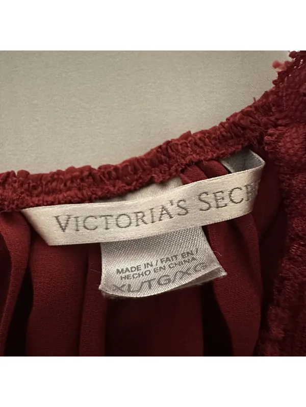 Victoria’s Secret Red Babydoll Slip Lingerie Lace Sheer Mesh Satin Bow XL - Image 6
