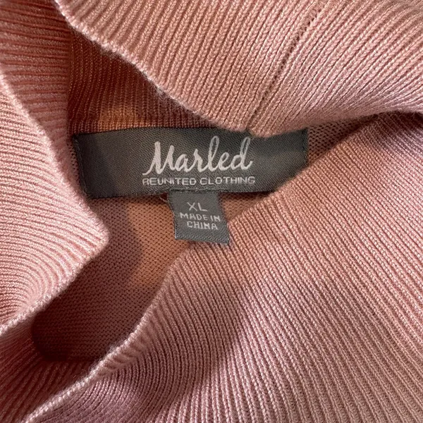 Marled Reunited Clothing Pink Rhinestone Snowflake Mock Neck Sweater Winter XL - Image 4