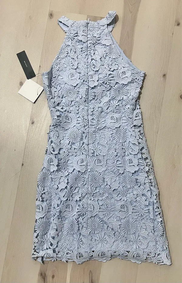Lulus NWT Women Small Powder Baby Blue Lace Mini Dress Romantic Dainty Coquette - Image 4