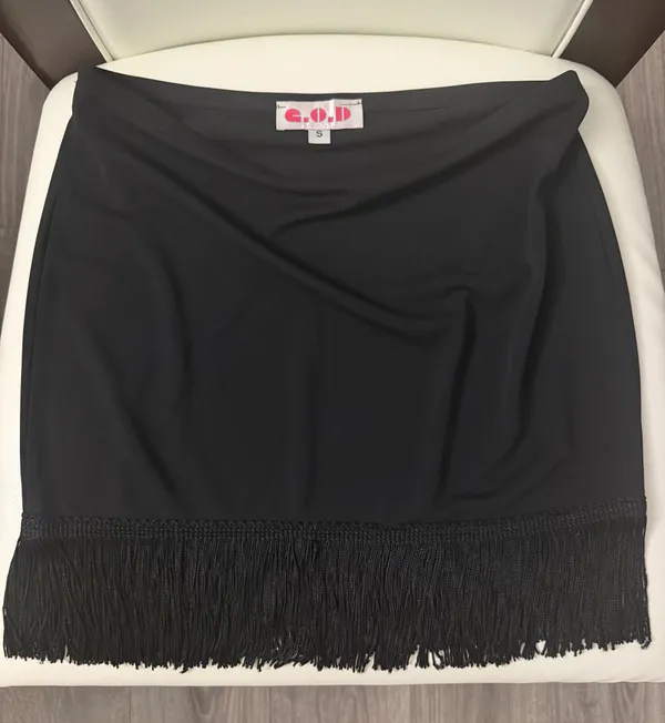 Black Fringe Hem Mini Skirt - Image 7