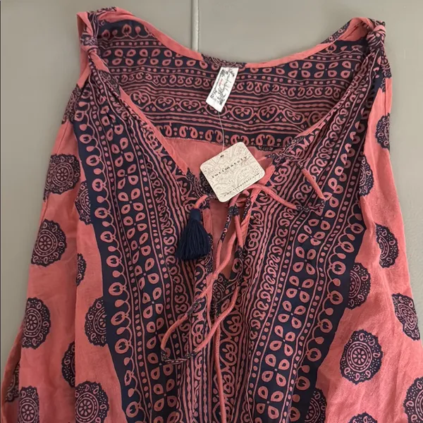 NWT Intimately Free People Soul of the‎ Sun Relaxed Bodysuit Peach Navy XS - Image 2