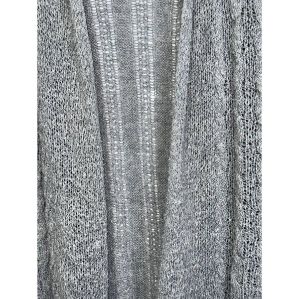 Abercrombie & Fitch Gray Open Knit Logo Long Sleeve Cardigan Sweater Top Size XL - Image 6