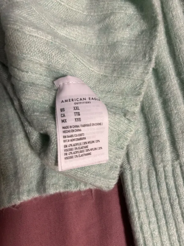 American Eagle Outfitters Mint Cropped Ribbed Crewneck Sweater Size XXL - Image 5