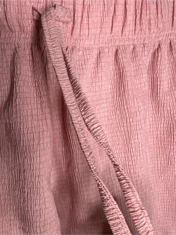Kikit Pink Seersucker Pajama Lounge Sleep‎ Shorts Drawstring Piped Trim - Image 3