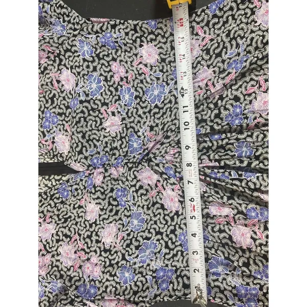 LOFT Floral Long Sleeve Ruched Bust Midi Sz 12 Lightweight Cottagecore Dress NWT - Image 12