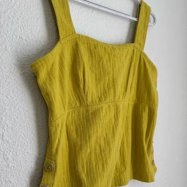 Anthropologie MAEVE Callie Yellow Side Button Tank Top Size M Square Neck Blouse - Image 2