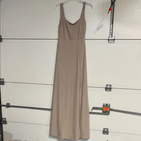Birdy Grey Alex Taupe Maxi Bridesmaids Dress Gown Beige New Small - Image 2
