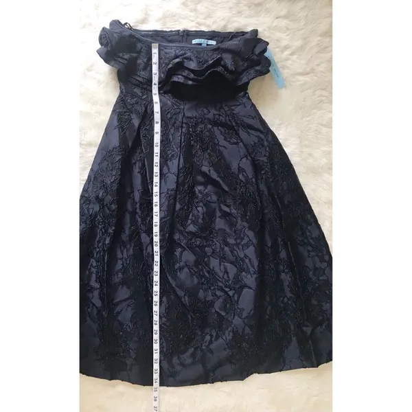 ANTONIO‎ MELANI Strapless Cocktail Dress Size 4 Navy Blue Midi Embroidered New - Image 14