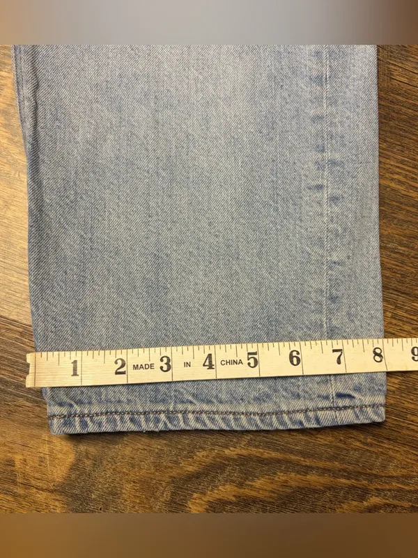 American Eagle Baggy Jeans Women’s 8 Distressed High Rise Light Blue Denim - Image 2