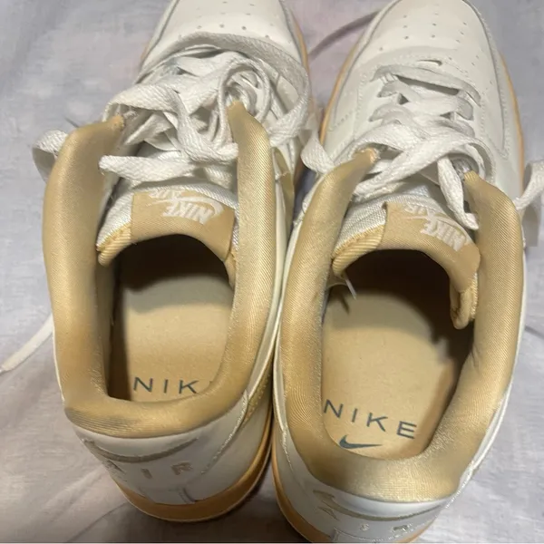 Nike AIR Force WMMS 1’07 White and Tan Sneakers - Image 6
