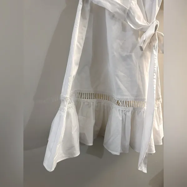 Amanda Uprichard Eyelet Belted White Mini Dress Size Small - Image 2