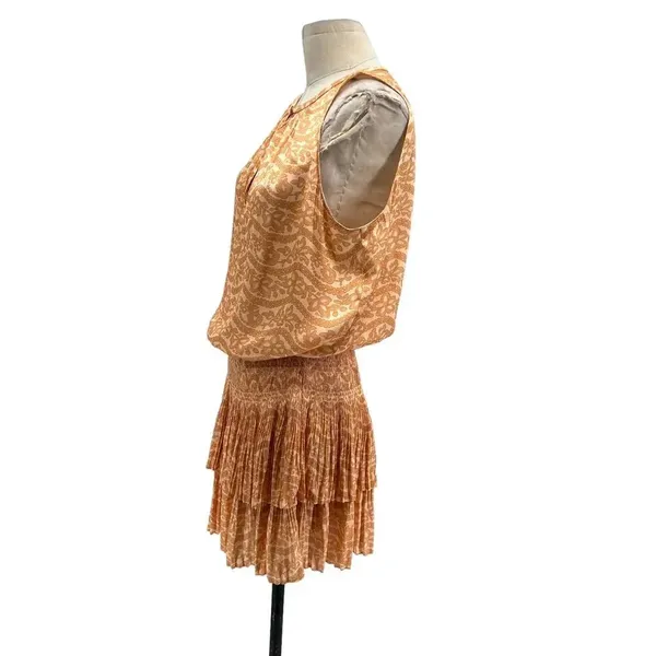 Current Air Los‎ Angeles The Wyland Dress Smocked Mini Orange Floral Size Small - Image 9