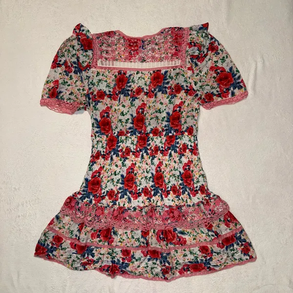Loveshackfancy Rena Floral Mini Dress Size Medium - Image 10