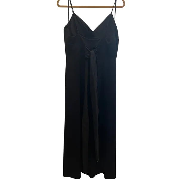 Worthington Black Empire Waist Evening Gown Satin Trim Formal Dress Womens 14 - Image 4