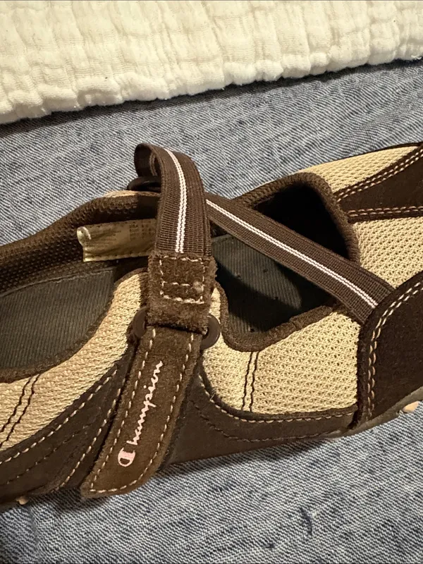 Y2K Vintage Champion Mary Jane’s in pink brown and beige. - Image 10