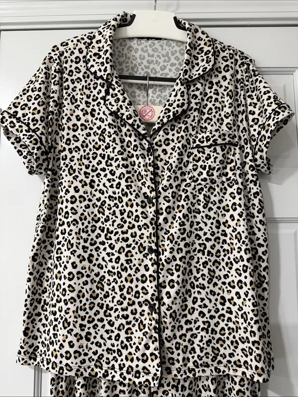 TART INTIMATES Leopard Print Pajama Set Size L women Pants Top - Image 2