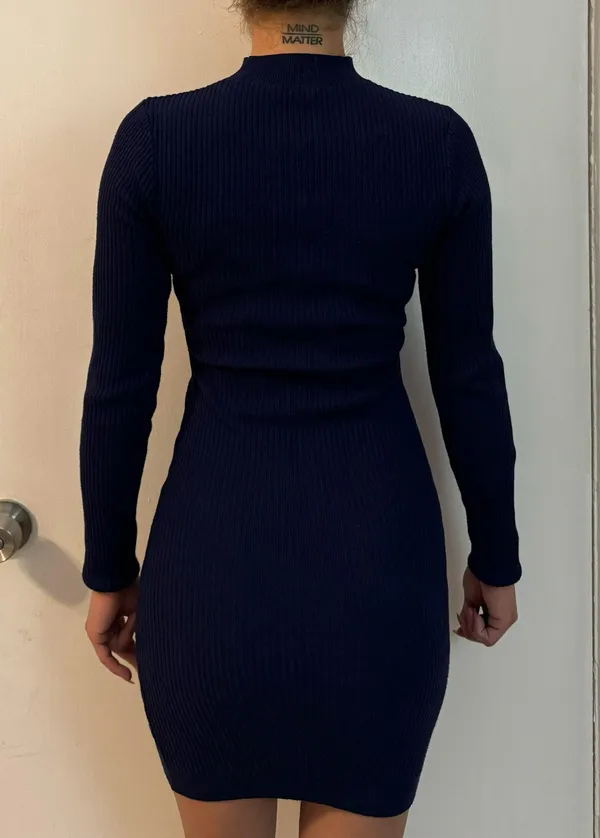 SheIn Navy Long Sleeve Sweater Dress - Image 2