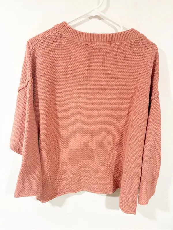 Free People Beach Rosie Pink Hailee Cotton Knit‎ Sweater Size Small - Image 5