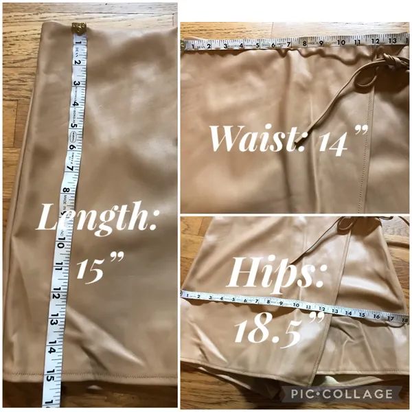 High waist faux leather wrap skort size M - Image 6