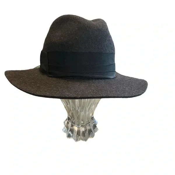 Zara Gray Wool Felt Floppy Fedora Hat Fall Winter classic boho Glam Minimalist - Image 6