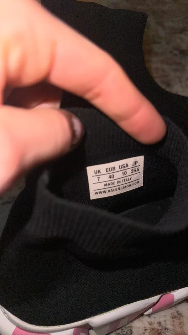 Balenciaga Speed Trainers Graffiti Knit Black Pink - Image 5