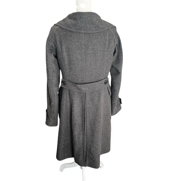 Burberry London Wool Cashmere Coat Gray Long Wrap Collar Back Belt UK 6 US 4 - Image 4