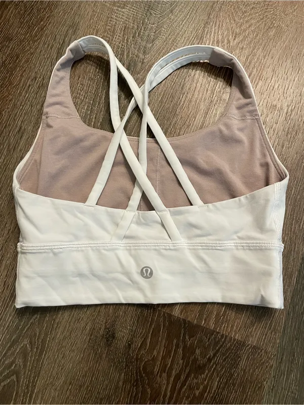 lululemon white Energy Longline Bra Cross-Back Sports Bralette Size 4 - Image 2